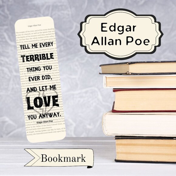 Edgar Allan Poe Book Page Bookmark, Book Accessories, Bookish, Book Quotes - Picture 1 of 2